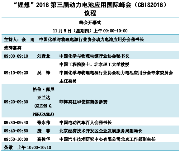 重磅發(fā)布！“鋰想”第三屆動力電池應用國際峰會(CBIS2018)詳細議程速覽
